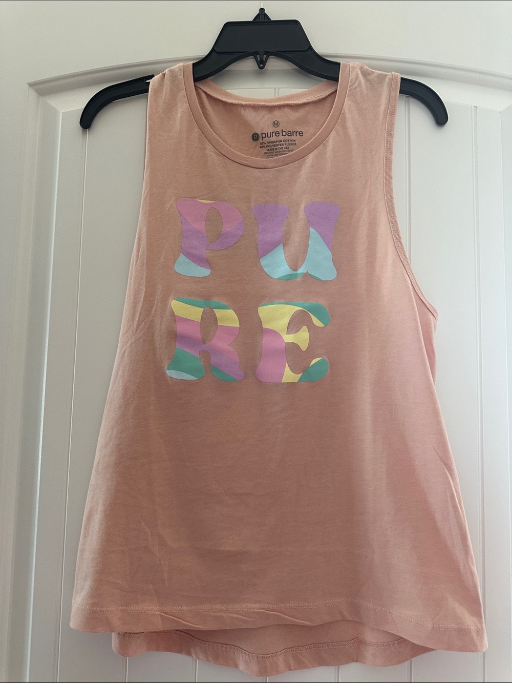 Pure Barre Pastel Pink Graphic Muscle Tank Top